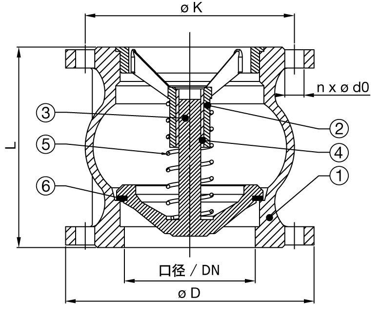 法蘭軸向止回閥尺寸圖 法蘭軸向止回閥尺寸圖