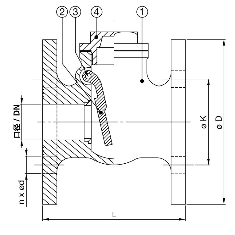 法蘭旋啟式青銅止回閥尺寸圖 法蘭旋啟式青銅止回閥尺寸圖