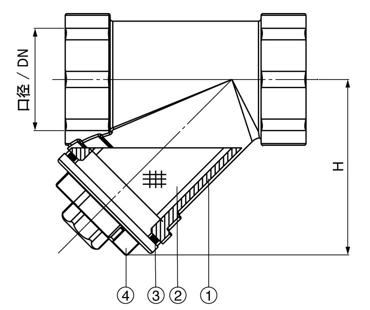 螺紋Y型過濾器尺寸圖