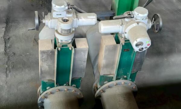 長沙礦院項目進(jìn)口電動刀閘閥現(xiàn)場使用